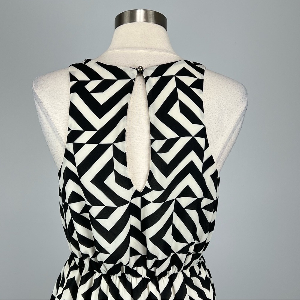 Francesca Bird Cage Womens Sleeveless Dress Black White Geo Print size Large - Picture 8 of 11